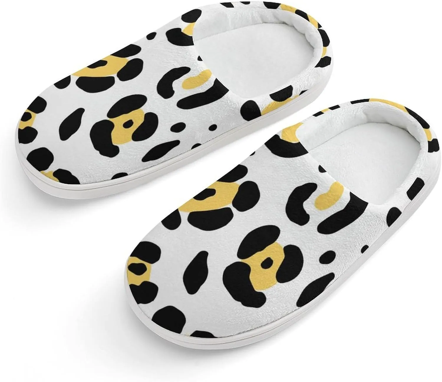 Animal Leopard Print Pattern Boys Girls House Slippers with Microfleece Lining Cozy Household Shoes Non-slip for Kids