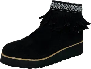 Ankle Boots for Women Fall Boots Women Comfortable Soft Sole Wedge Heel Tassel Frosted Suede Barefoot Shoes Women