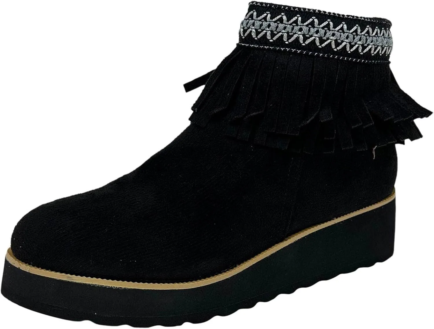 Ankle Boots for Women Fall Boots Women Comfortable Soft Sole Wedge Heel Tassel Frosted Suede Barefoot Shoes Women