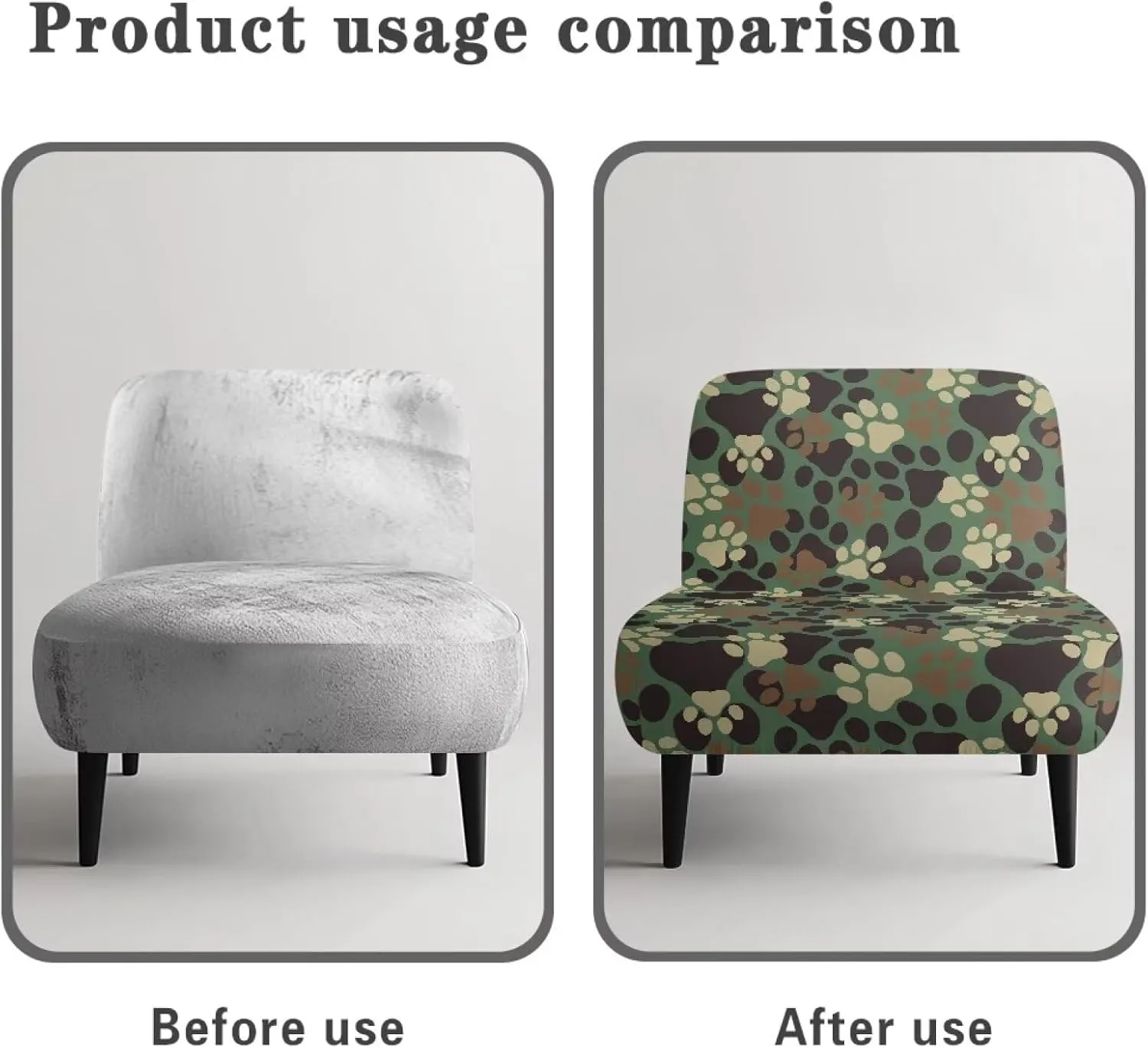 Armless Accent Chair Cover Dog Paw Print Slipper Chair Slipcover Stretch Removable for Armless Chair Furniture Protector Decorations Chair Cover for Living Dining Room Hotel