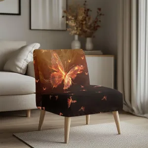 Armless Accent Chair Covers Stretch Flame Butterfly Slipper Chair Slipcover Soft Non-Slip Accent Chair Decorations Chair Cover Furniture Protector for Living Room Bedroom