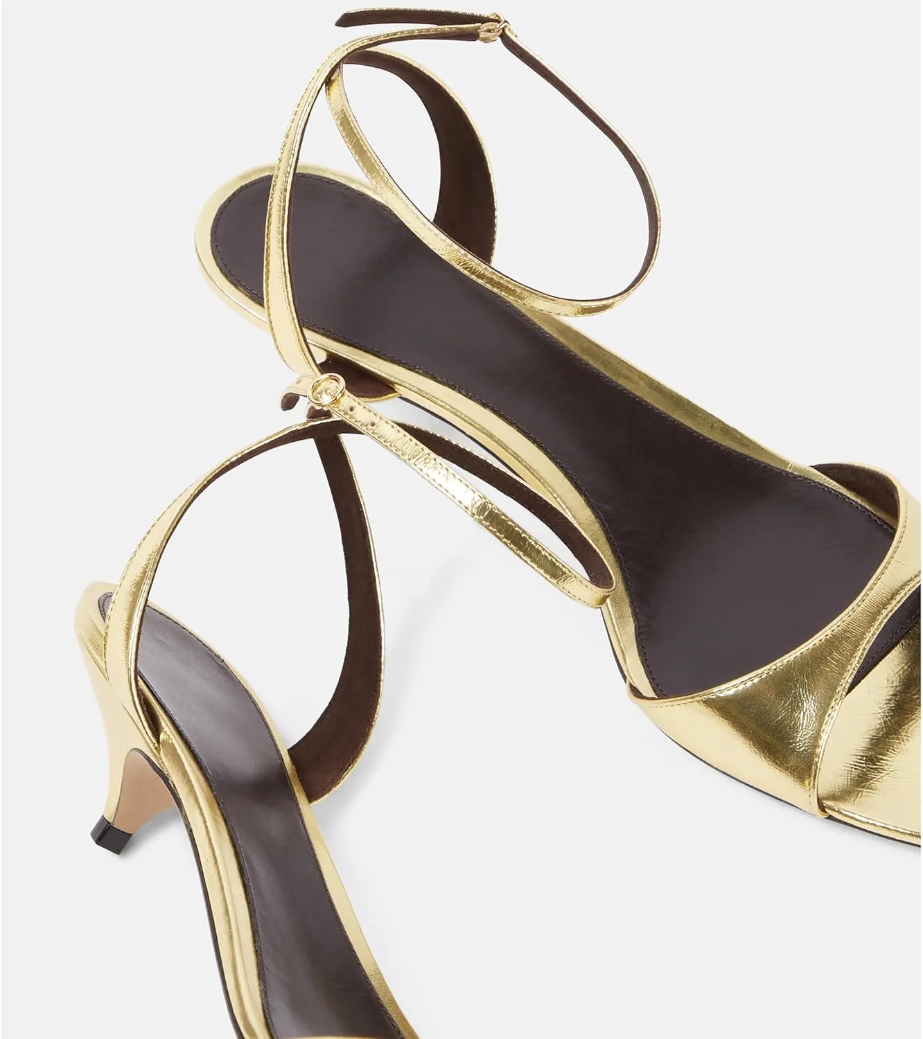 Arqa Adjustable Ankle Strap Kitten Sandals Almond Open Toe Slip On Backless Summer Low Heel Pumps Fashionable Dress Classic Wedding Simple Shoes
