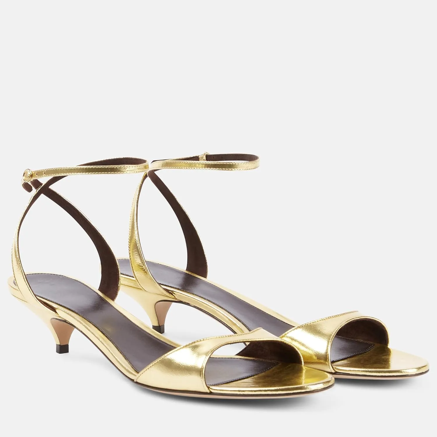 Arqa Adjustable Ankle Strap Kitten Sandals Almond Open Toe Slip On Backless Summer Low Heel Pumps Fashionable Dress Classic Wedding Simple Shoes