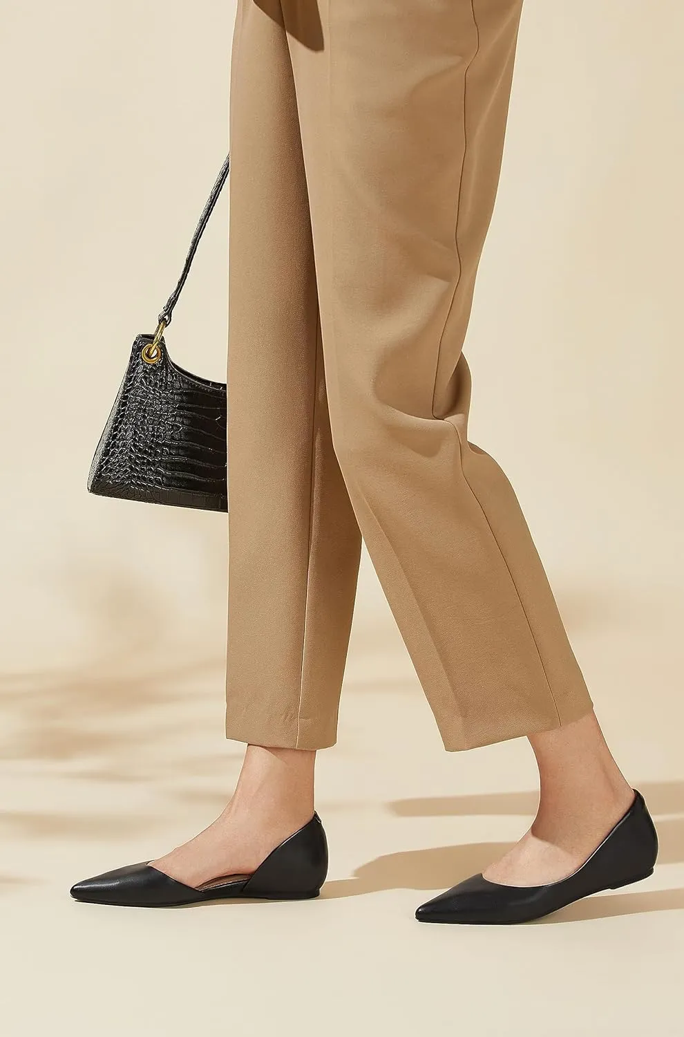 Arromic Flats Shoes for Women, Low Wedge Pointed Toe Women Flats with Arch Support, Heel Pad and Inner Heel, Comfortable Slip on Flats for Office Work Casual Dressy Wedding