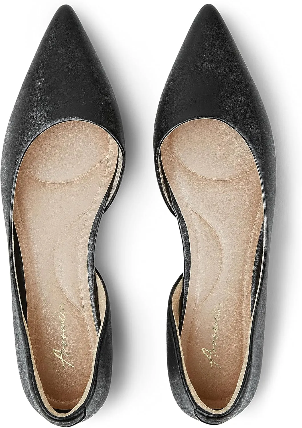 Arromic Flats Shoes for Women, Low Wedge Pointed Toe Women Flats with Arch Support, Heel Pad and Inner Heel, Comfortable Slip on Flats for Office Work Casual Dressy Wedding