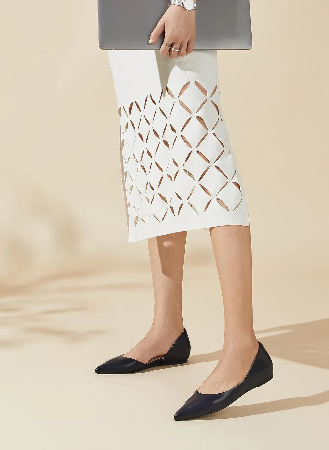 Arromic Flats Shoes for Women, Low Wedge Pointed Toe Women Flats with Arch Support, Heel Pad and Inner Heel, Comfortable Slip on Flats for Office Work Casual Dressy Wedding