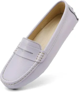 Artisure Women's Classic Comfort Leather Penny Loafers Casual Slip-Ons Lightweight Walking Flats Driving Mocs Boat Shoes