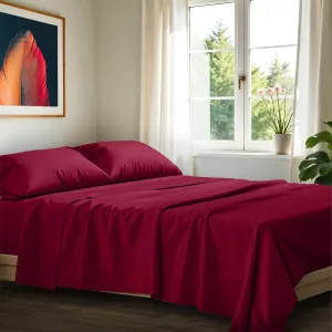 Ashton Sheets 100% Egyptian Cotton Sheets Queen Size - 1200 Thread Count 4 PC Queen Sheet Set Egyptian Cotton, Sateen Weave Luxury Sheets Queen, High Thread Count Sheets, 17" Deep Pocket - Burgundy
