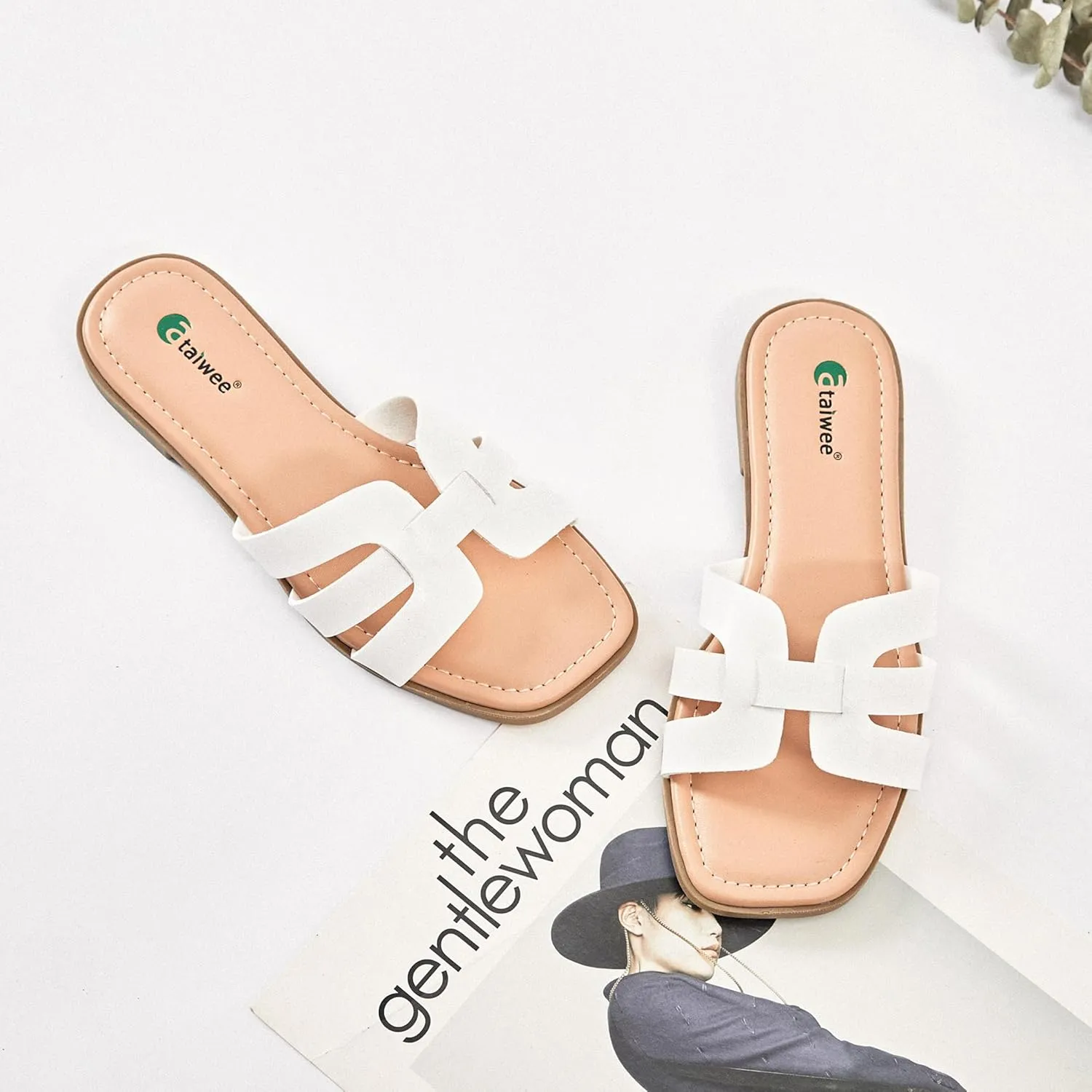 Ataiwee Women's Flat Slide Sandals - Fashionable Braided Elegant Cross Strap Flat Summer Sandals.