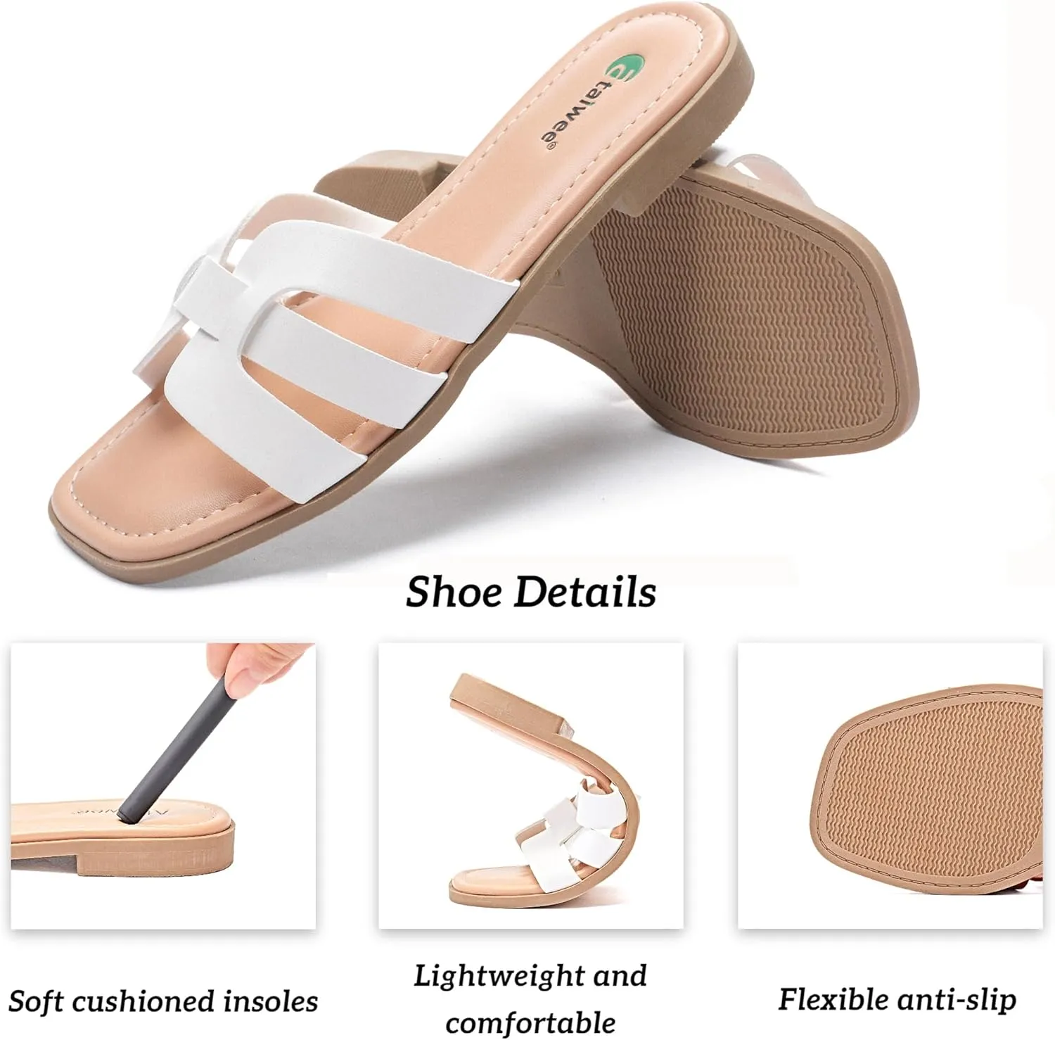 Ataiwee Women's Flat Slide Sandals - Fashionable Braided Elegant Cross Strap Flat Summer Sandals.