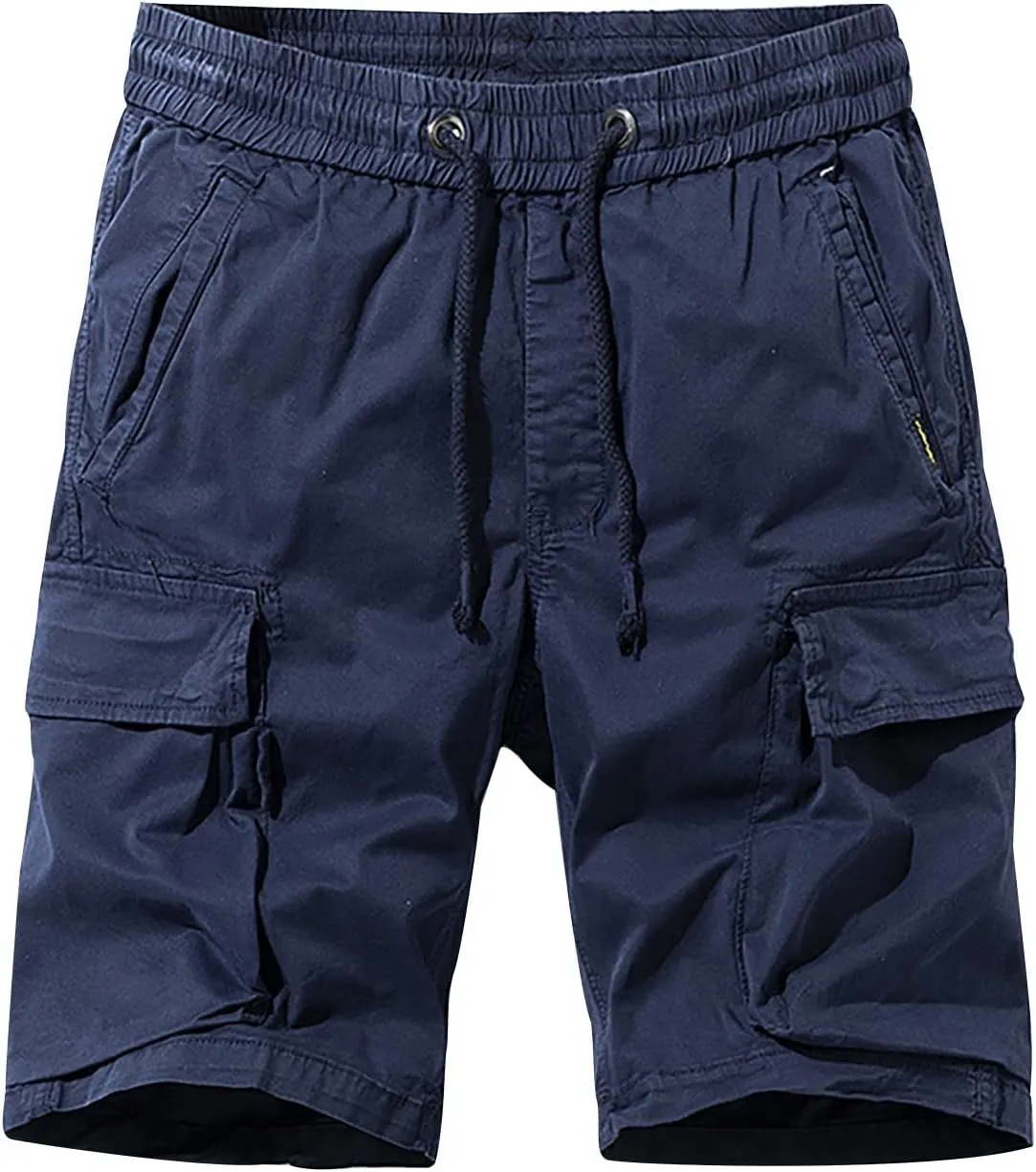 Athletic Shorts for Men 5 Inch Inseam Classic Fit Elastic Waist Drawstring Camo Shorts with Pockets Linen Shorts