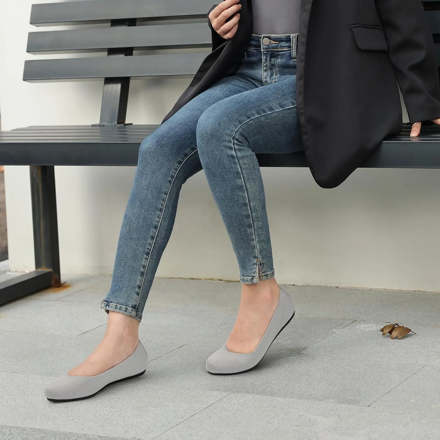 ATHMILE Women's Flat Ballet Shoes Knit Flat Shoes for Women Round Toe Slip on Women Flats for Dressy Casual Office Work Wedding Comfort Soft