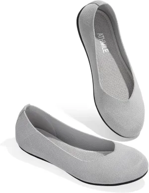 ATHMILE Women's Flat Ballet Shoes Knit Flat Shoes for Women Round Toe Slip on Women Flats for Dressy Casual Office Work Wedding Comfort Soft