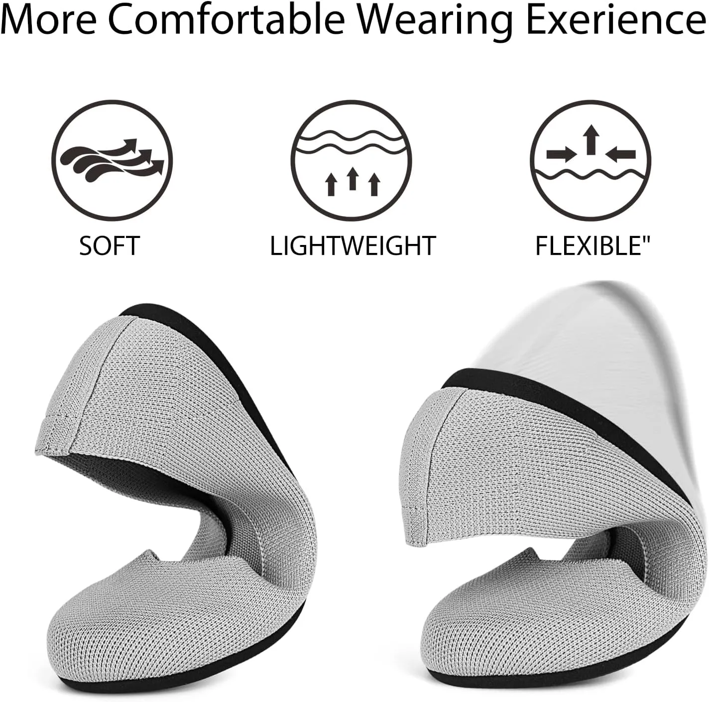 ATHMILE Women's Flat Ballet Shoes Knit Flat Shoes for Women Round Toe Slip on Women Flats for Dressy Casual Office Work Wedding Comfort Soft