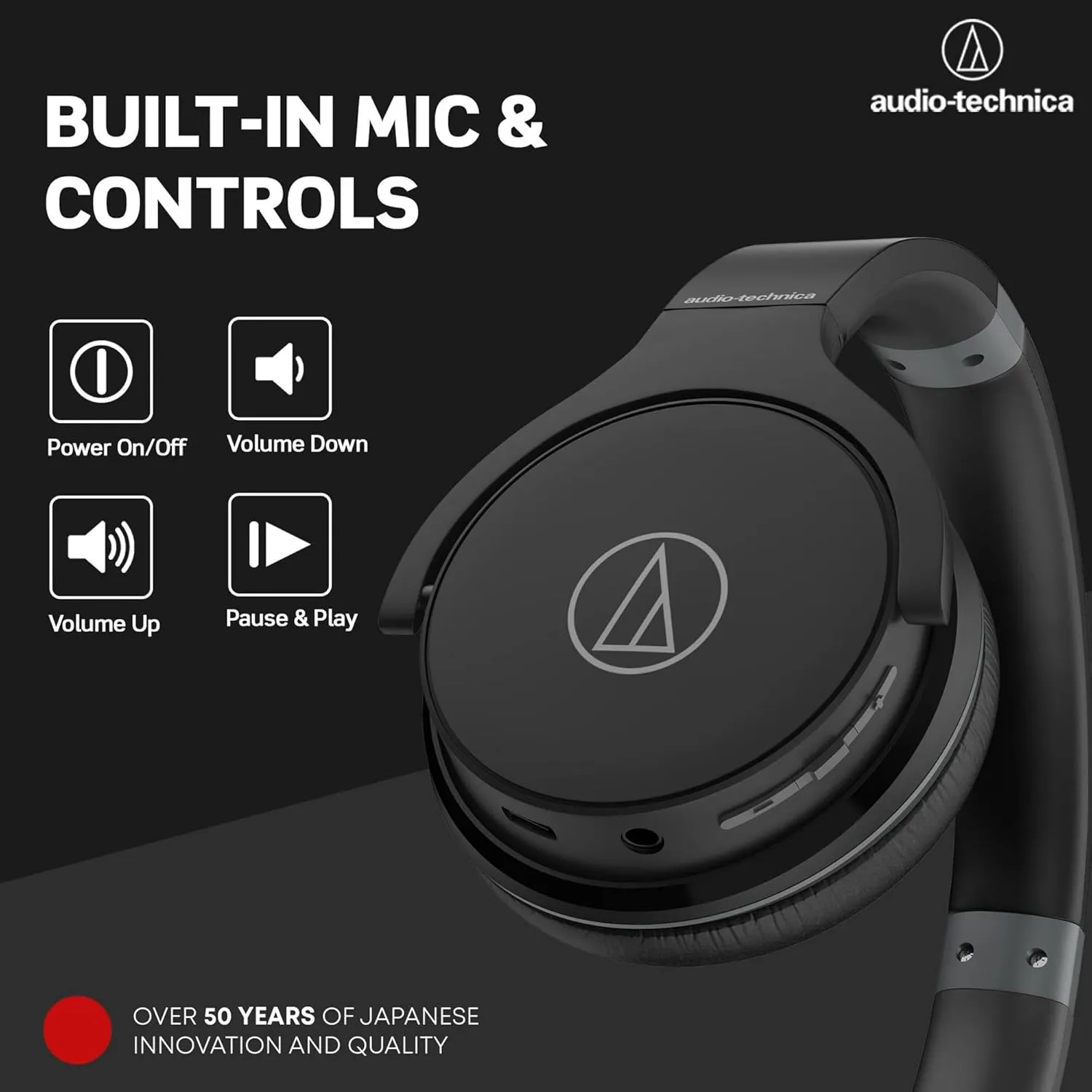 Audio-Technica ATH-S220BTBK Wireless On Ear Headphones, Black