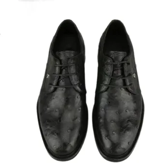 Authentic Real True Ostrich Skin Classic Solid Black Businessmen Dress Oxfords Genuine Exotic Leather Male Lace-up Soft Shoes