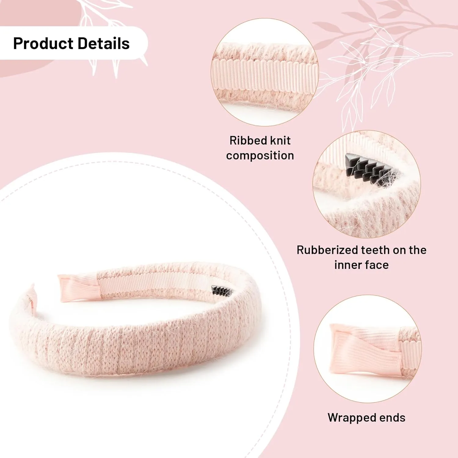 Avery Ribbed Knit Padded Headband - Ballet Slipper | Soft Ribbed Knit with Plush Padding | Comfortable Rubberized Teeth for Secure Fit | Chic Everyday & Special Occasion Accessory