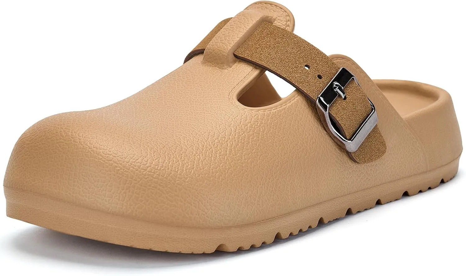 Axcone Womens Clogs Soft Footbed Mules Non-Slip Garden Work Shoes Double Buckle Adjustable EVA Flat Sandals