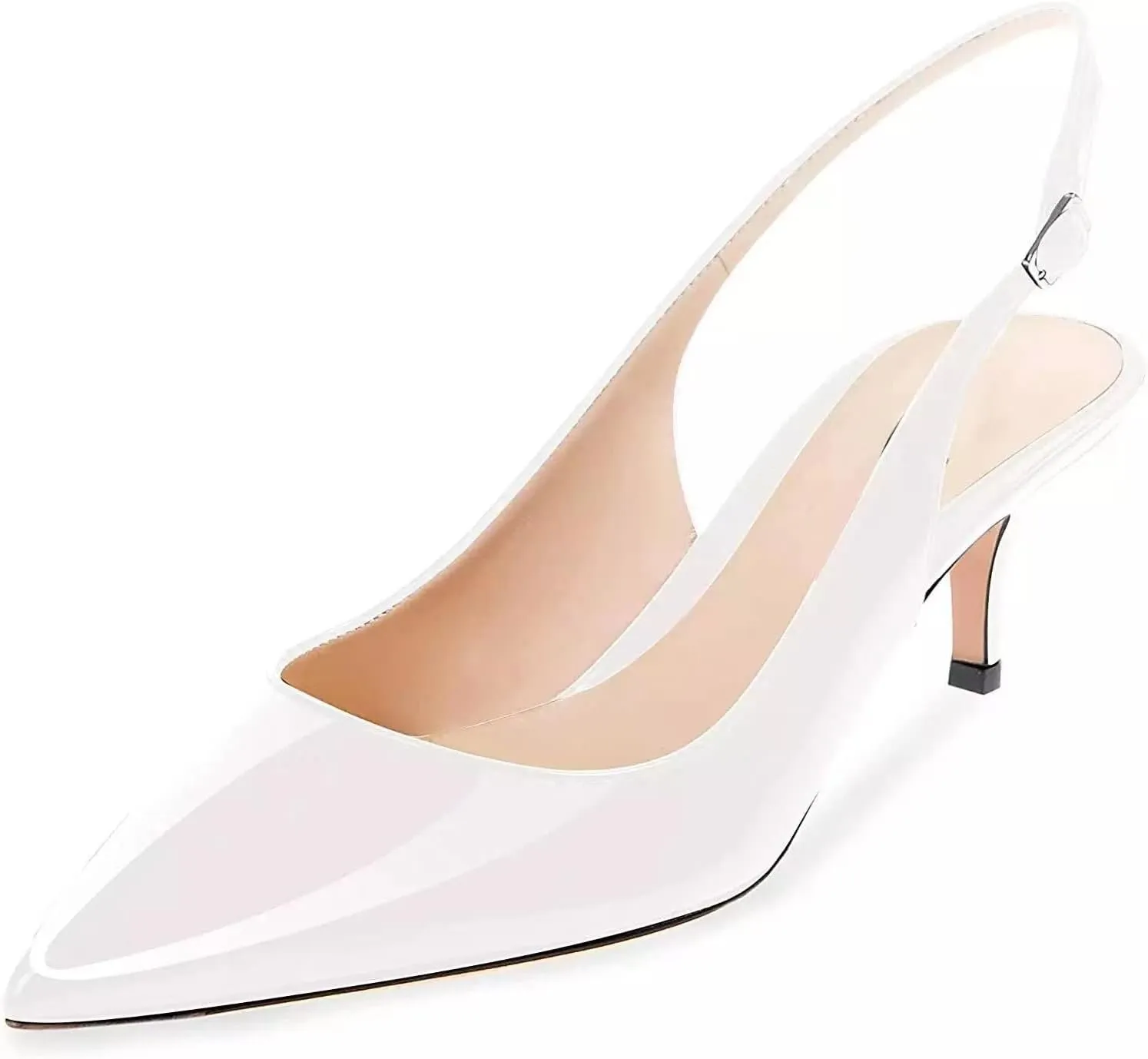 Axellion Women's Slingback Kitten Heels Closed Toe Wedding Pumps, Pointed Toe Low Heel Dress Shoes for Party & Prom