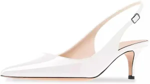 Axellion Women's Slingback Kitten Heels Closed Toe Wedding Pumps, Pointed Toe Low Heel Dress Shoes for Party & Prom