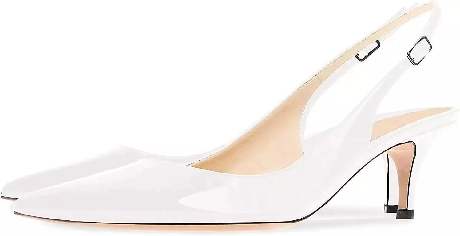 Axellion Women's Slingback Kitten Heels Closed Toe Wedding Pumps, Pointed Toe Low Heel Dress Shoes for Party & Prom