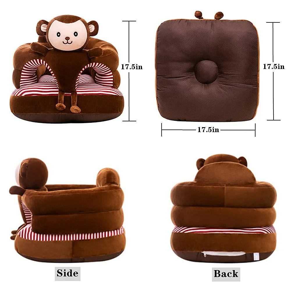 Baby Support Seat, Cute Baby Sofa Chair for Sitting Up, Comfy Plush Infant Seats (Monkey,W17.5 x H17.5)