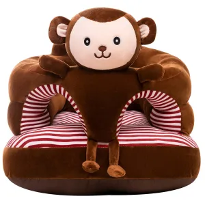 Baby Support Seat, Cute Baby Sofa Chair for Sitting Up, Comfy Plush Infant Seats (Monkey,W17.5 x H17.5)