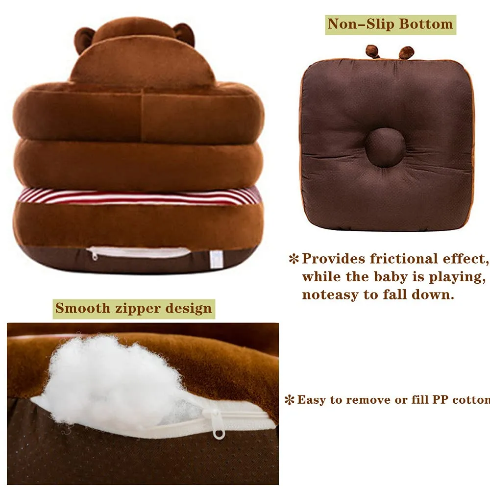 Baby Support Seat, Cute Baby Sofa Chair for Sitting Up, Comfy Plush Infant Seats (Monkey,W17.5 x H17.5)