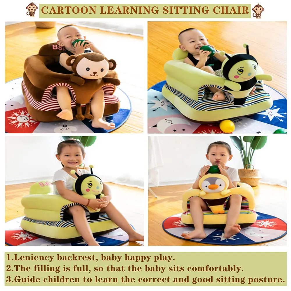Baby Support Seat, Cute Baby Sofa Chair for Sitting Up, Comfy Plush Infant Seats (Monkey,W17.5 x H17.5)