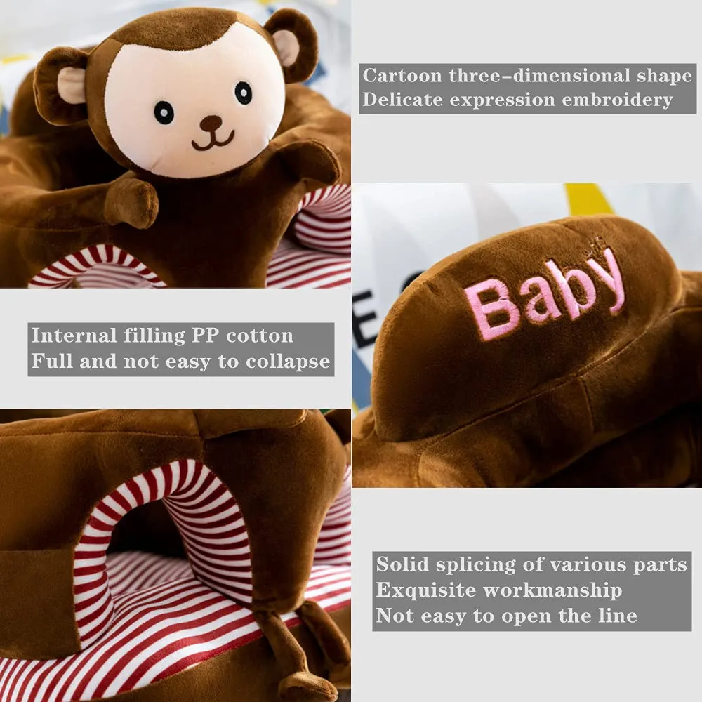 Baby Support Seat, Cute Baby Sofa Chair for Sitting Up, Comfy Plush Infant Seats (Monkey,W17.5 x H17.5)