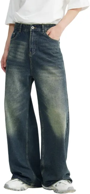 Baggy Men's Loose Fit Y2k Pants - Vintage Casual Skater Jeans with Wide Legs - Hip Hop Aesthetic Streetwear