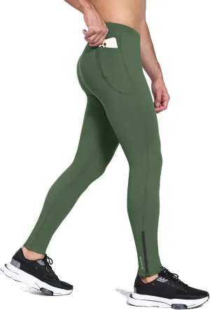 baleaf Men's Winter Running Tights Thermal Cycling Pants Water Resistant Fleece Leggings Zipper Pockets Cold Weather Gear