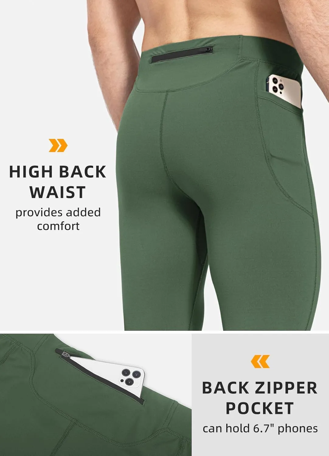 baleaf Men's Winter Running Tights Thermal Cycling Pants Water Resistant Fleece Leggings Zipper Pockets Cold Weather Gear