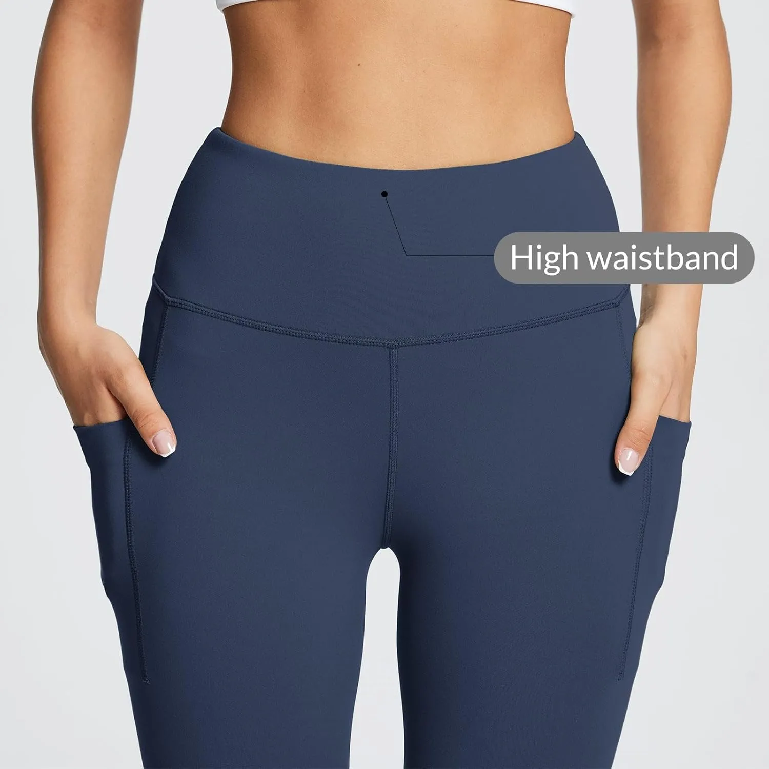 baleaf Women's Leggings with Pockets Tummy Control Workout High Waisted Athletic Running 7/8 Ultra Soft Gym Yoga Ankle Pants