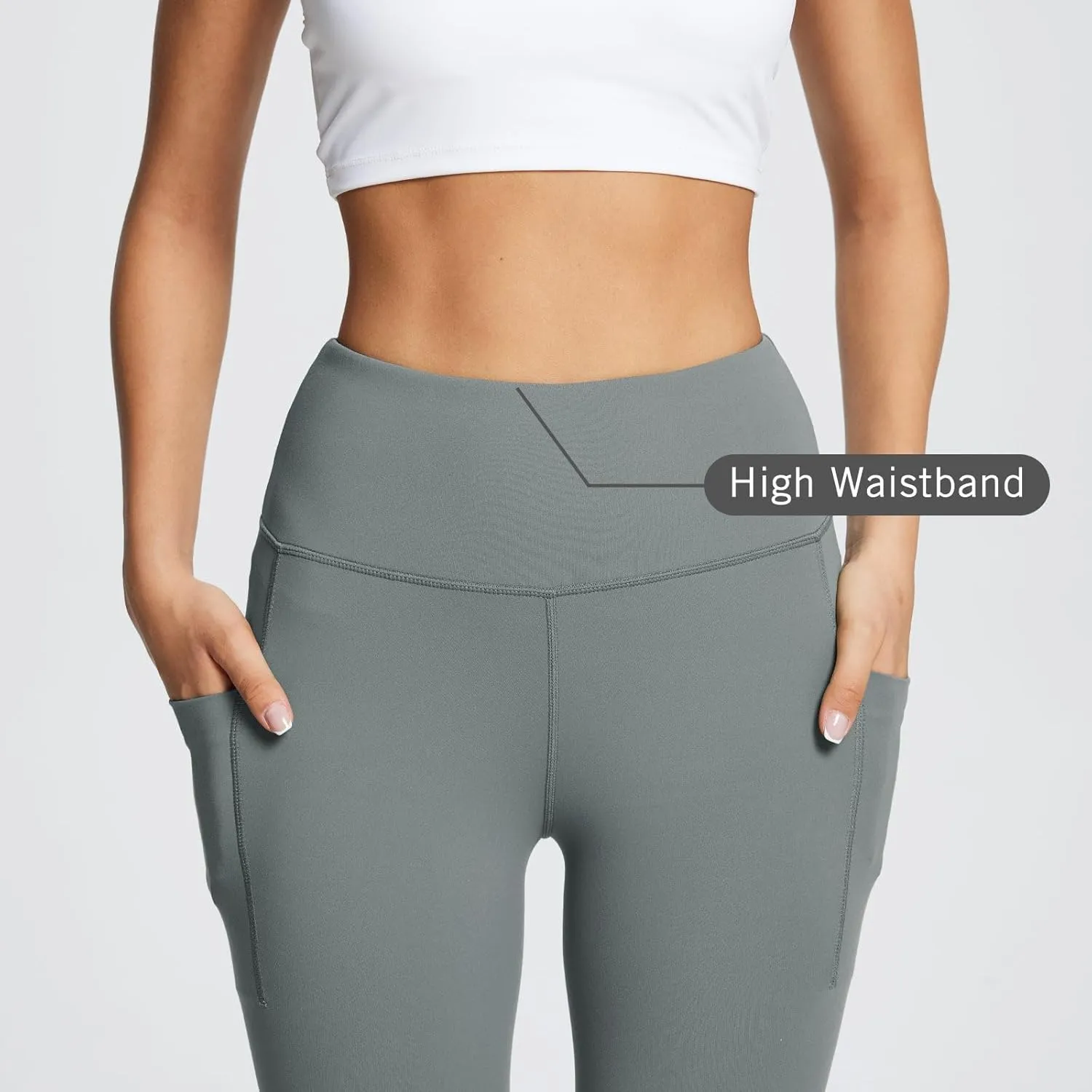 baleaf Women's Leggings with Pockets Tummy Control Workout High Waisted Athletic Running 7/8 Ultra Soft Gym Yoga Ankle Pants