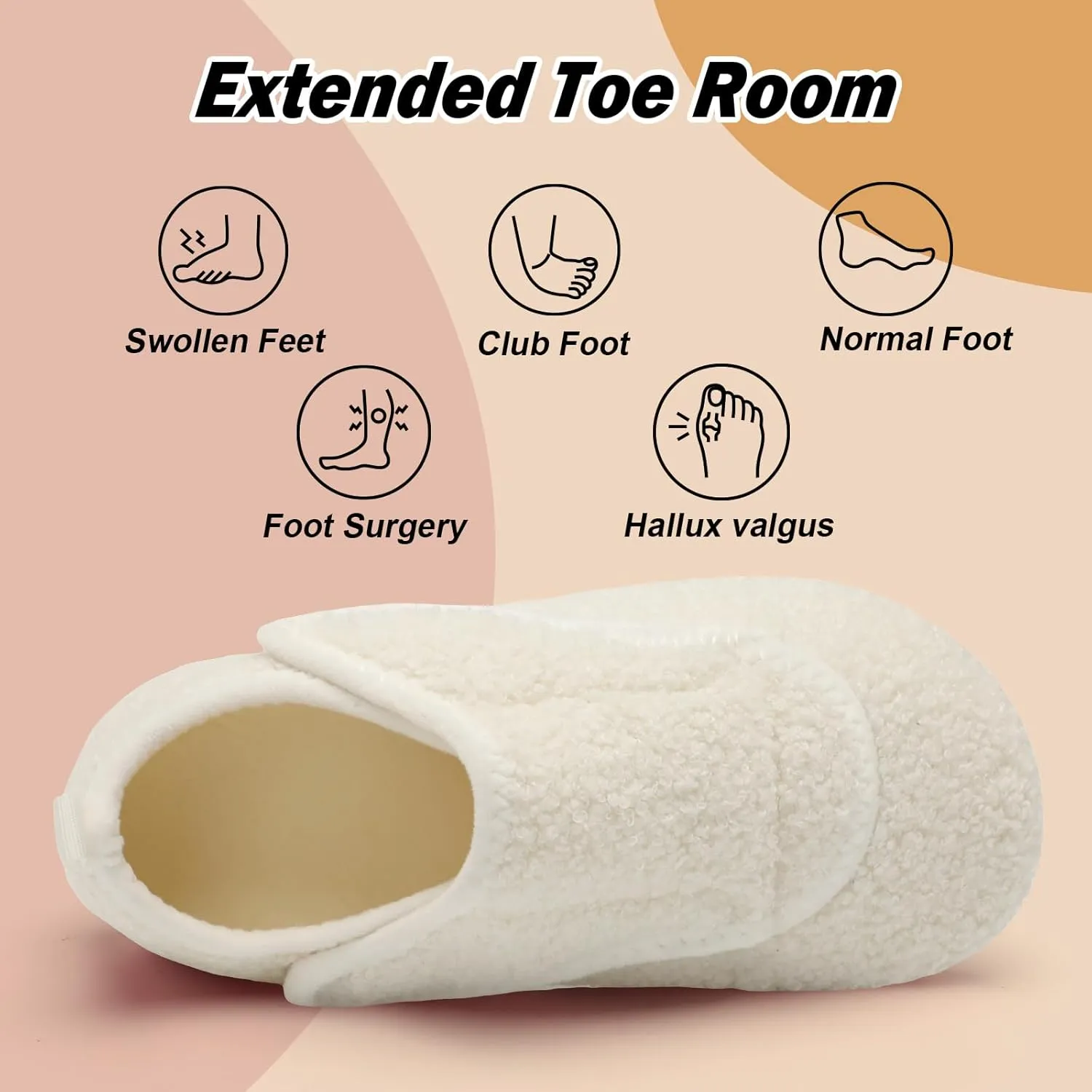 BARERUN Slippers for Women Men Wide House Diabetic Shoes for Women Men Warm Arthritis Edema Swollen Neuropathy Socks Slip on Adjustable Fuzzy Comfy Soft Womens Mens Bedroom Sliipers