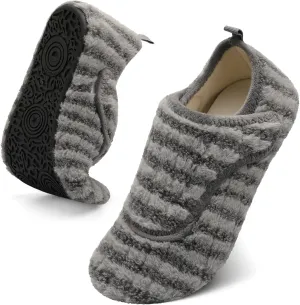 BARERUN Slippers for Women Men Wide House Diabetic Shoes for Women Men Warm Arthritis Edema Swollen Neuropathy Socks Slip on Adjustable Fuzzy Comfy Soft Womens Mens Bedroom Sliipers