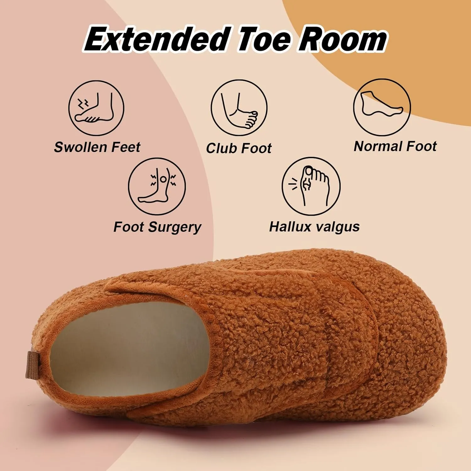 BARERUN Slippers for Women Men Wide House Diabetic Shoes for Women Men Warm Arthritis Edema Swollen Neuropathy Socks Slip on Adjustable Fuzzy Comfy Soft Womens Mens Bedroom Sliipers