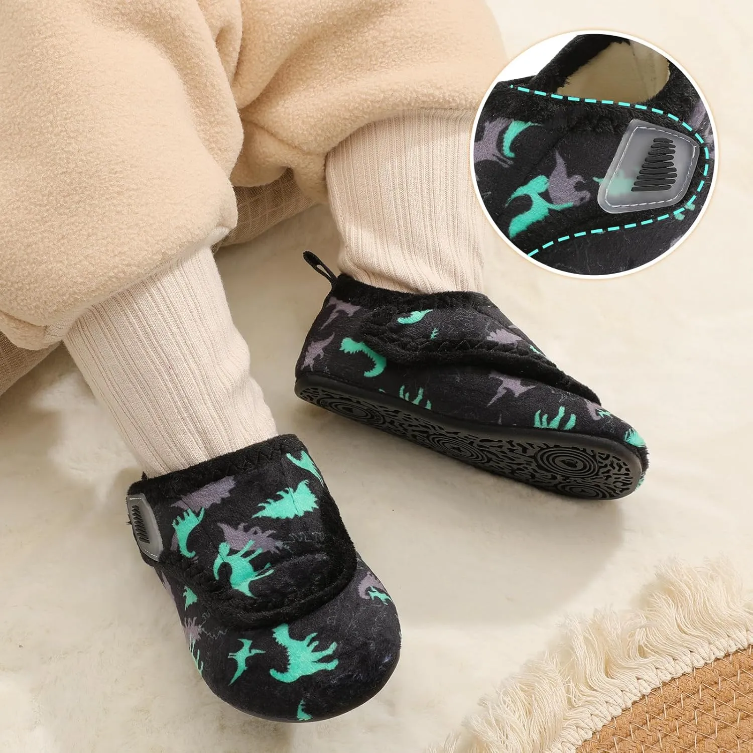 BARERUN Toddler Slippers Boys Girls House Shoes Warm Kids Slippers With Non-Slip Rubber Sole Fuzzy Cozy Walking Shoes Indoor/Outdoor