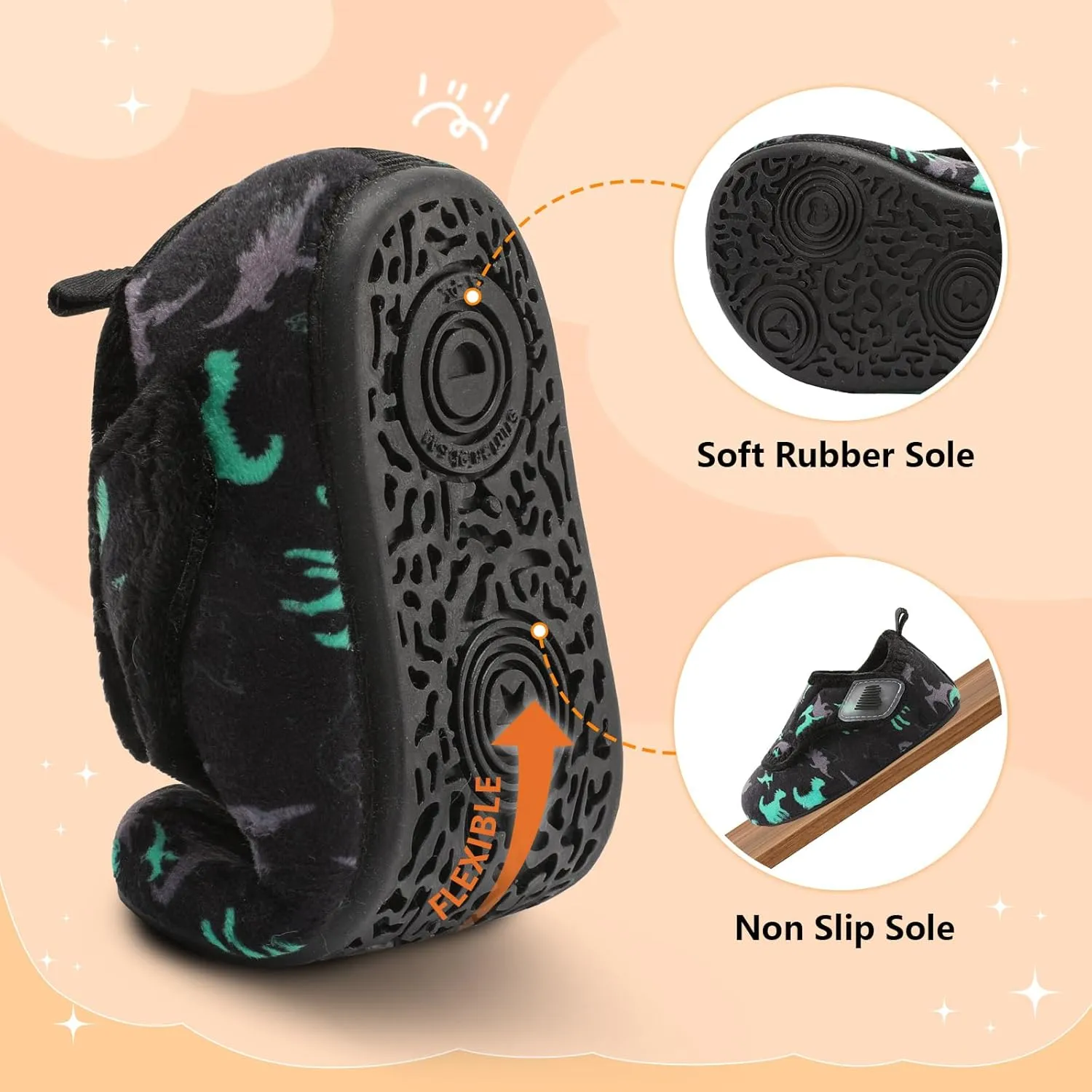 BARERUN Toddler Slippers Boys Girls House Shoes Warm Kids Slippers With Non-Slip Rubber Sole Fuzzy Cozy Walking Shoes Indoor/Outdoor
