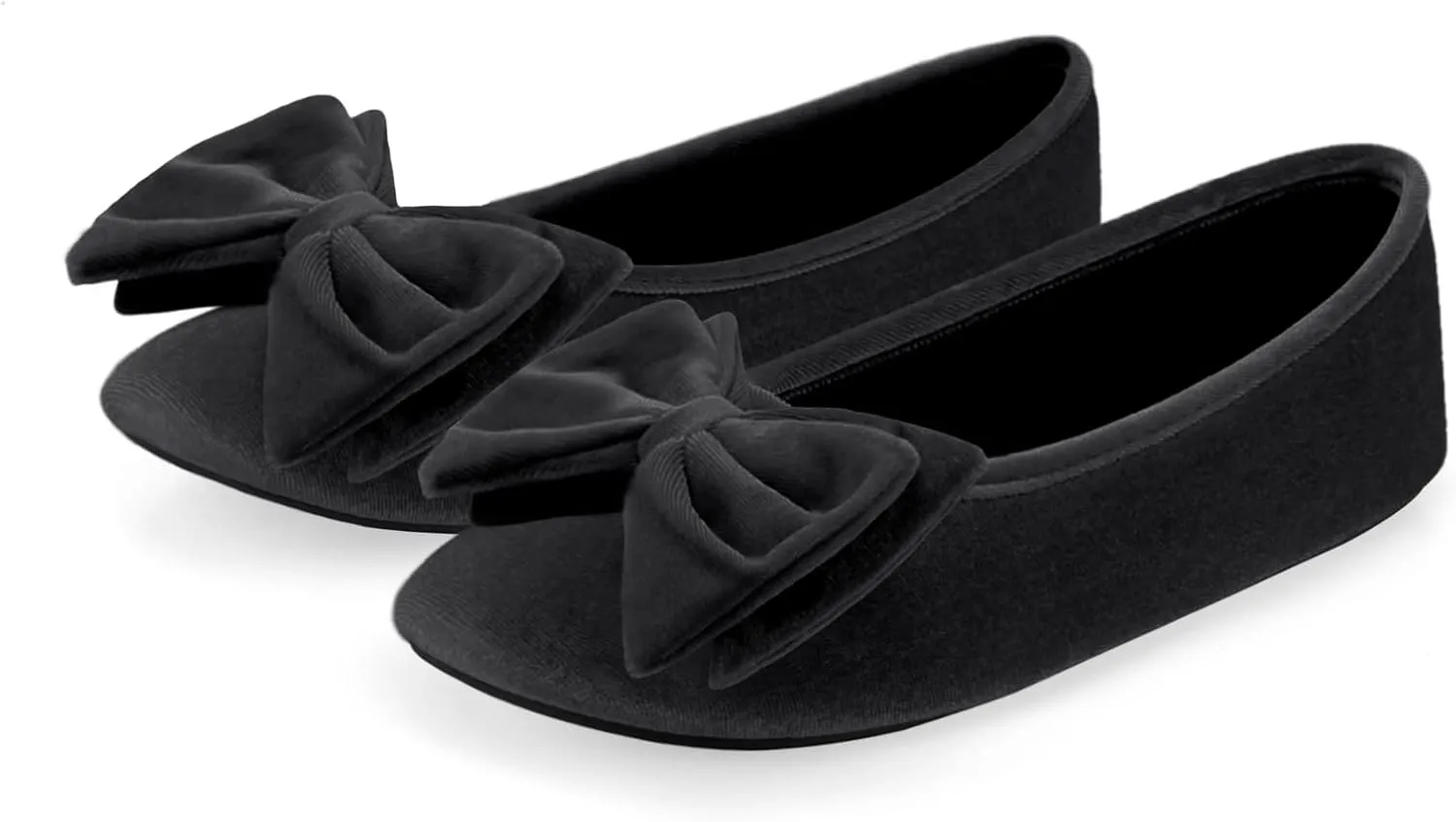 BCTEX COLL Women's Fancy House Slippers with Bow, Ladies Sexy Velvet Ballerina Slipper