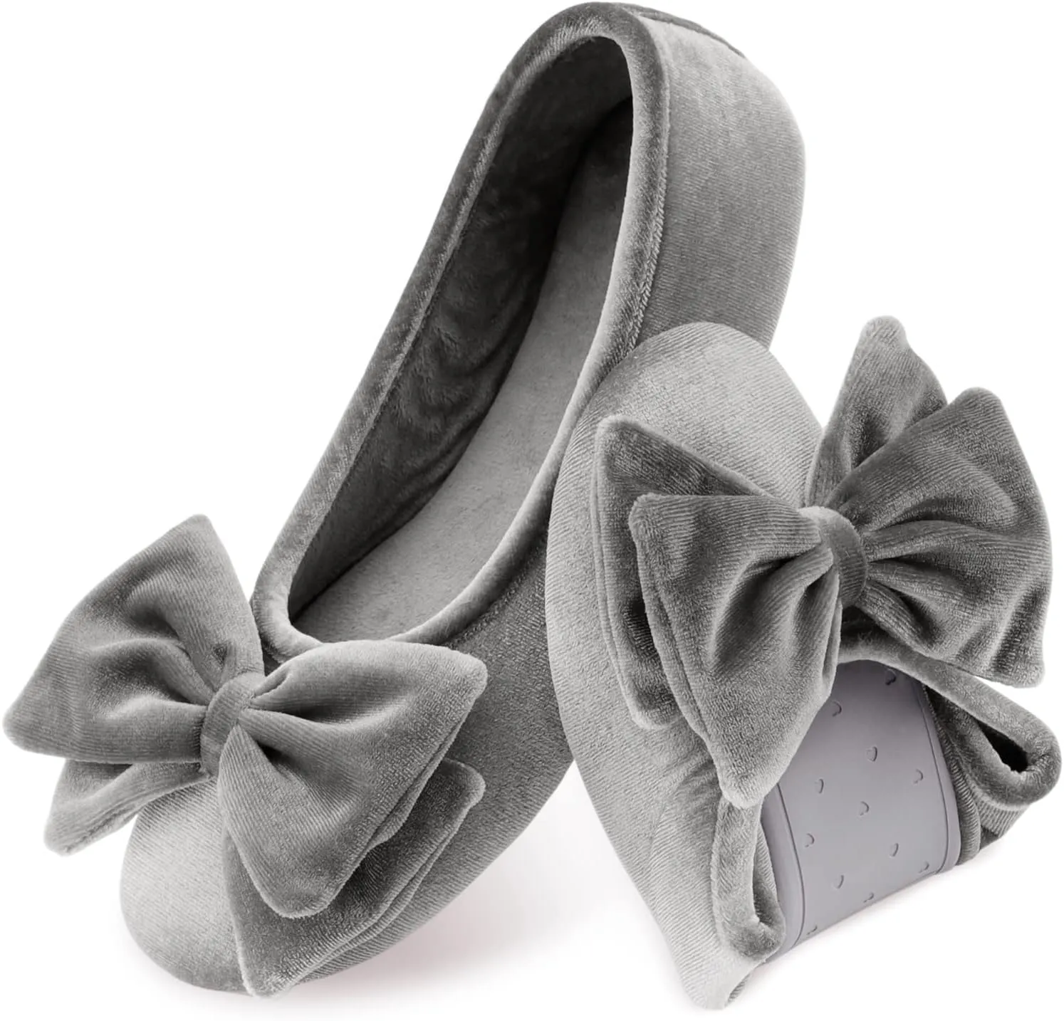BCTEX COLL Women's Fancy House Slippers with Bow, Ladies Sexy Velvet Ballerina Slipper