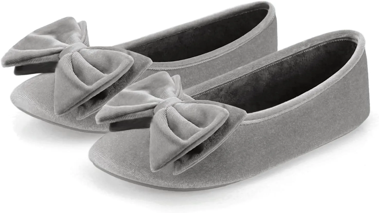 BCTEX COLL Women's Fancy House Slippers with Bow, Ladies Sexy Velvet Ballerina Slipper