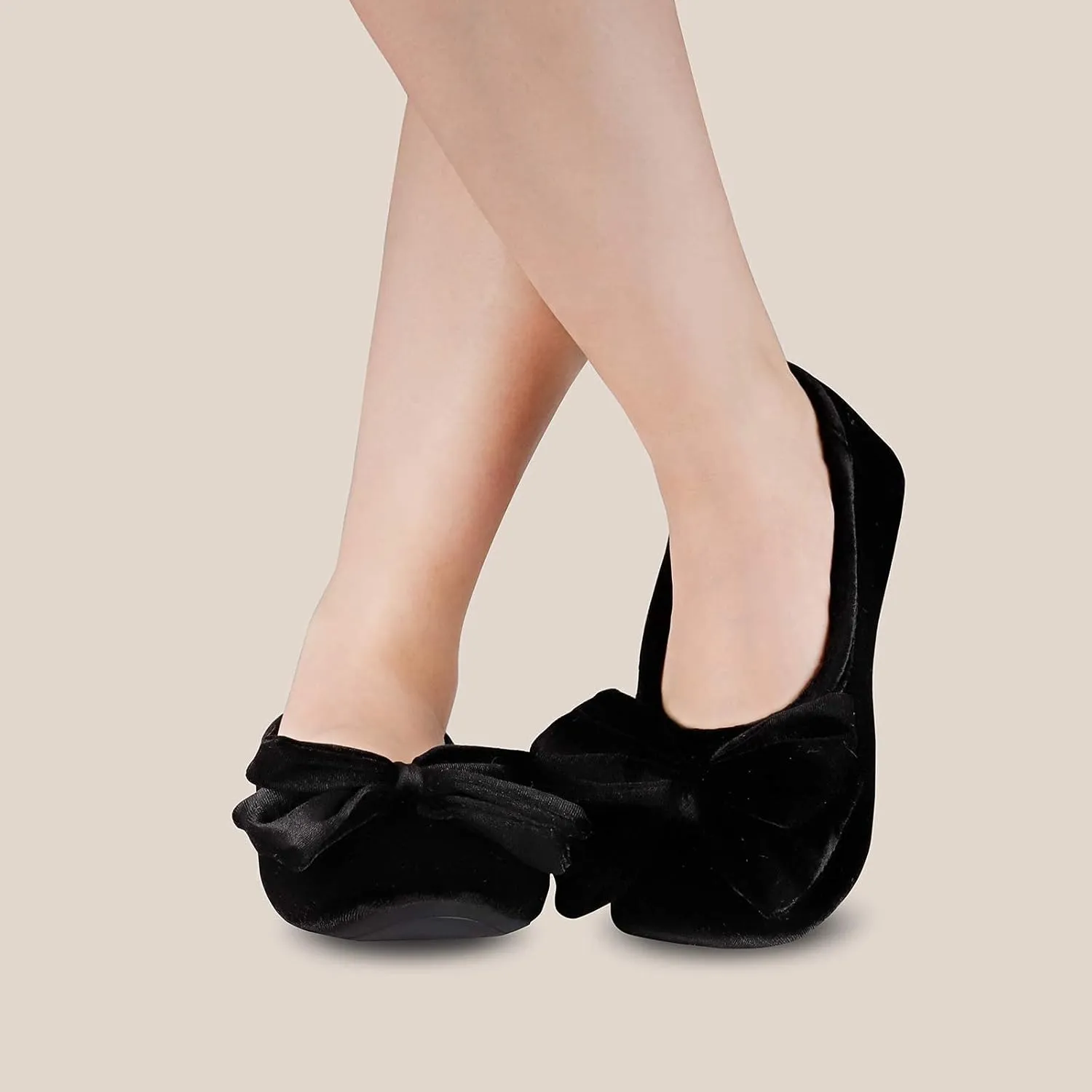 BCTEX COLL Women's Fancy House Slippers with Bow, Ladies Sexy Velvet Ballerina Slipper