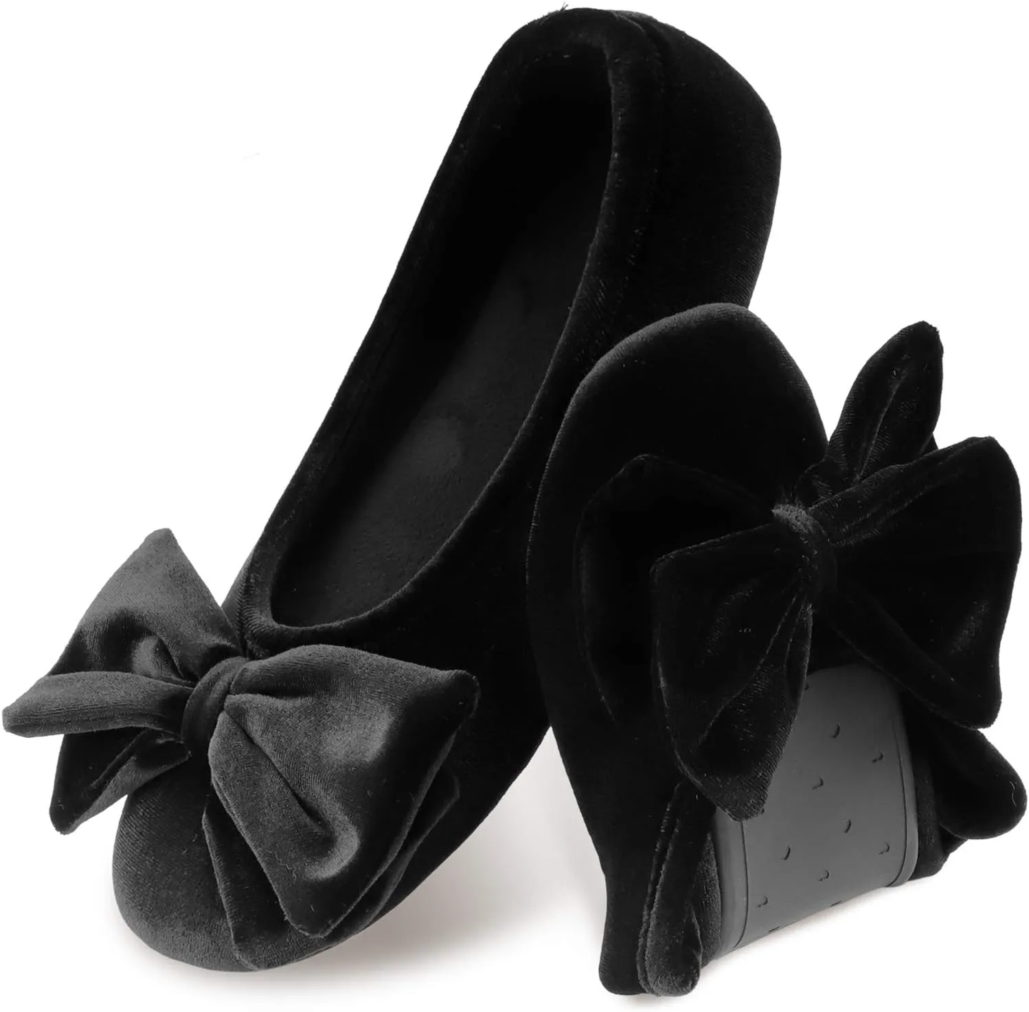 BCTEX COLL Women's Fancy House Slippers with Bow, Ladies Sexy Velvet Ballerina Slipper