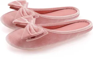 BCTEX COLL Women's Fancy House Slippers with Bow, Ladies Sexy Velvet Ballerina Slipper