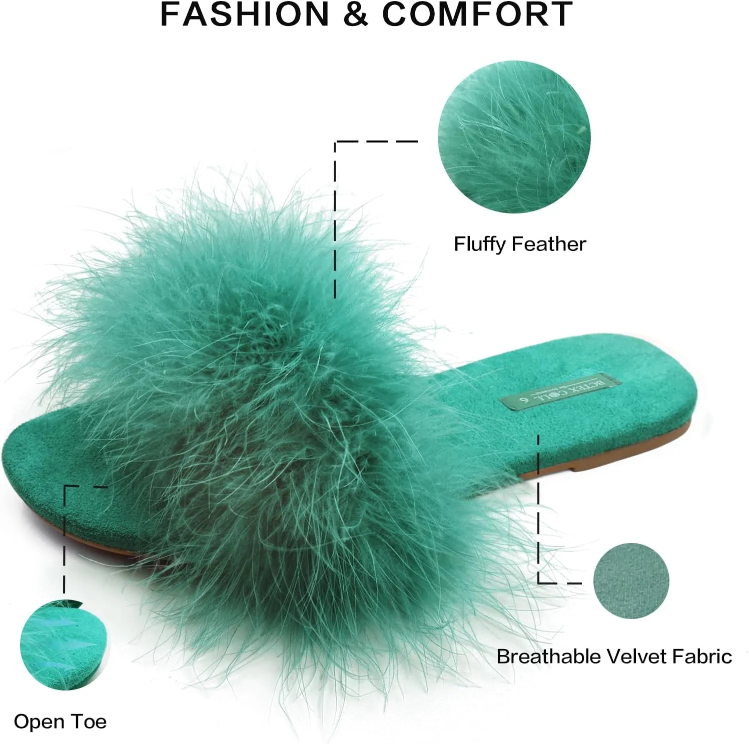 BCTEX COLL Women's Fluffy Pom Pom Feather Slipper Memory Foam Cozy Slippers House Bedroom Fuzzy Slippers for Women