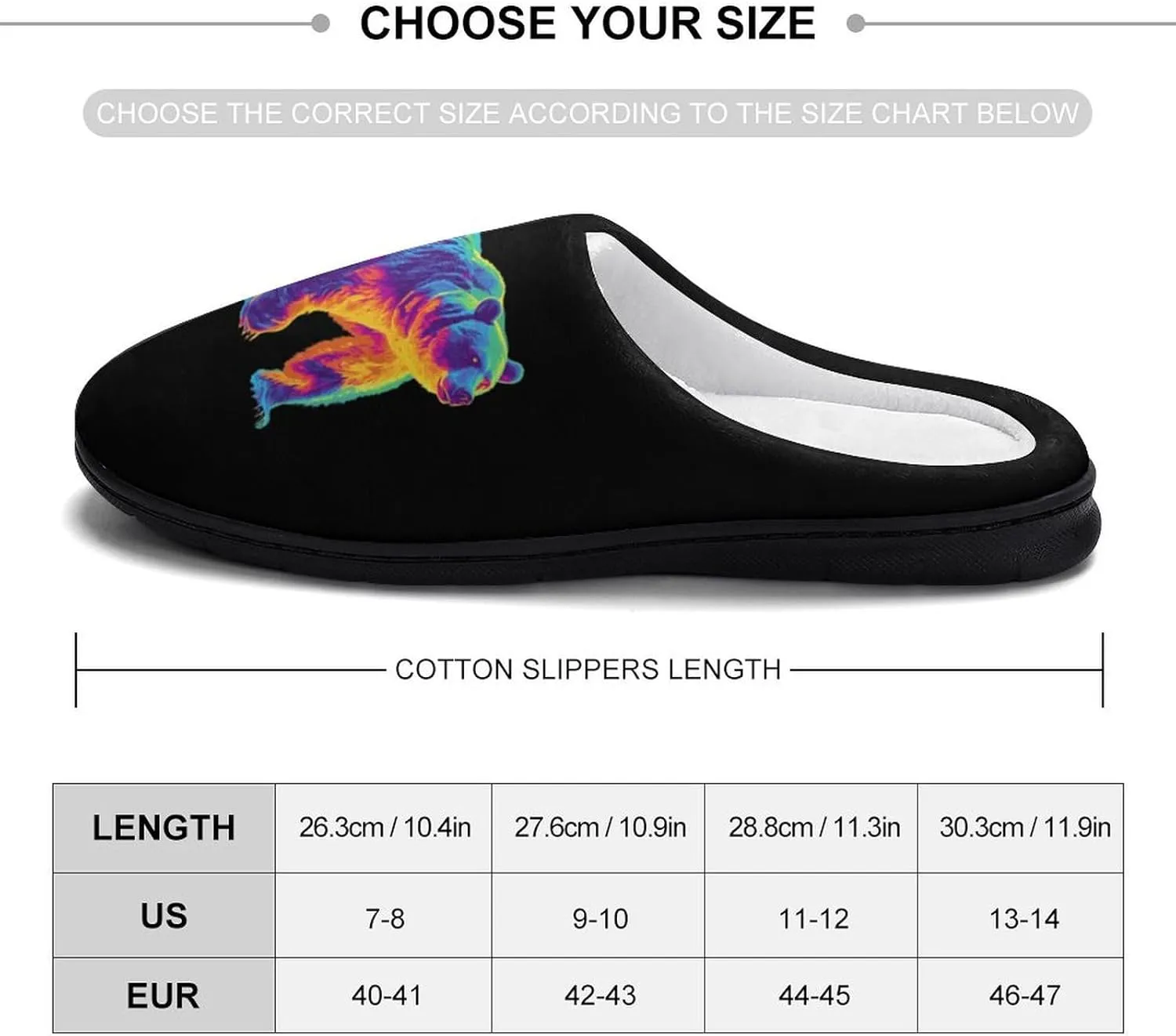 Bear Thermal Imaging Funny Mens Slippers Lightweight Warm House Shoes Indoor Outdoor
