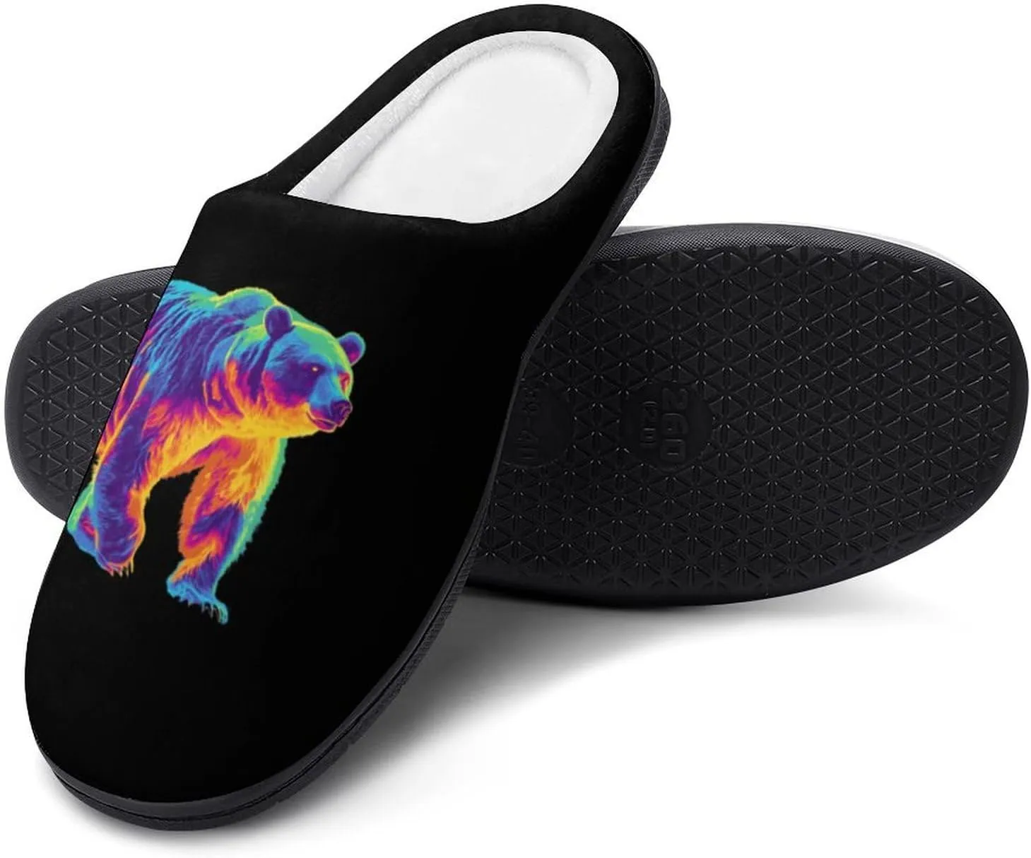 Bear Thermal Imaging Funny Mens Slippers Lightweight Warm House Shoes Indoor Outdoor