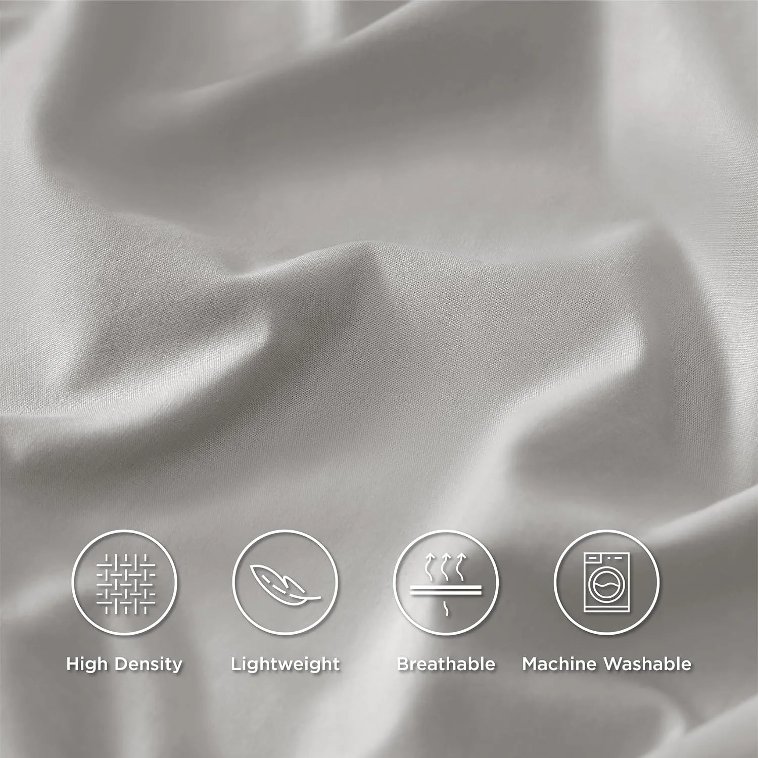 Bedsure 100% Cotton Percale Sheets Queen Size, Queen Sheet Set with Deep Pocket Up to 16 Inches, Breathable & Crirsp Soft, Bedsheet & Pillowcase Sets, 4 Pieces, Grey